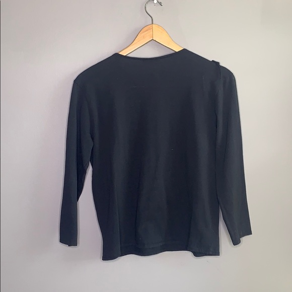 Vintage Fringe Black Southwest V-Neck Top Medium - Picture 8 of 8